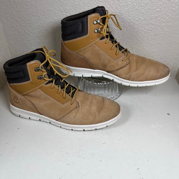TIMBERLAND MENS GRAYDON LEATHER SNEAKER MID-TOP LACE-UP COMFORT BOOT MEN’S SZ 12 - Picture 2 of 8